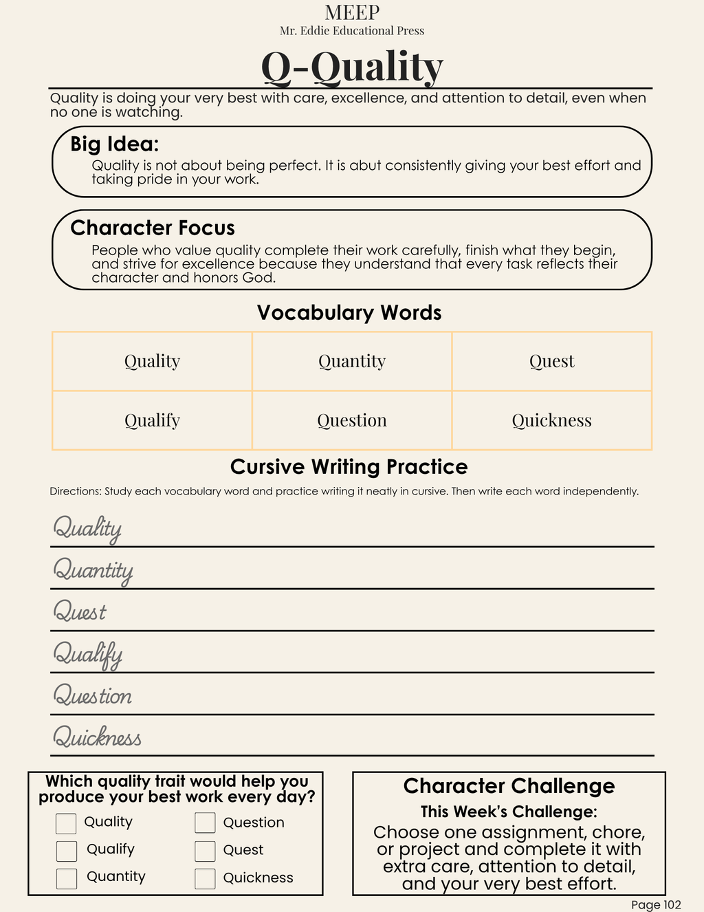 6th Grade Christian Character & Life Prep Curriculum