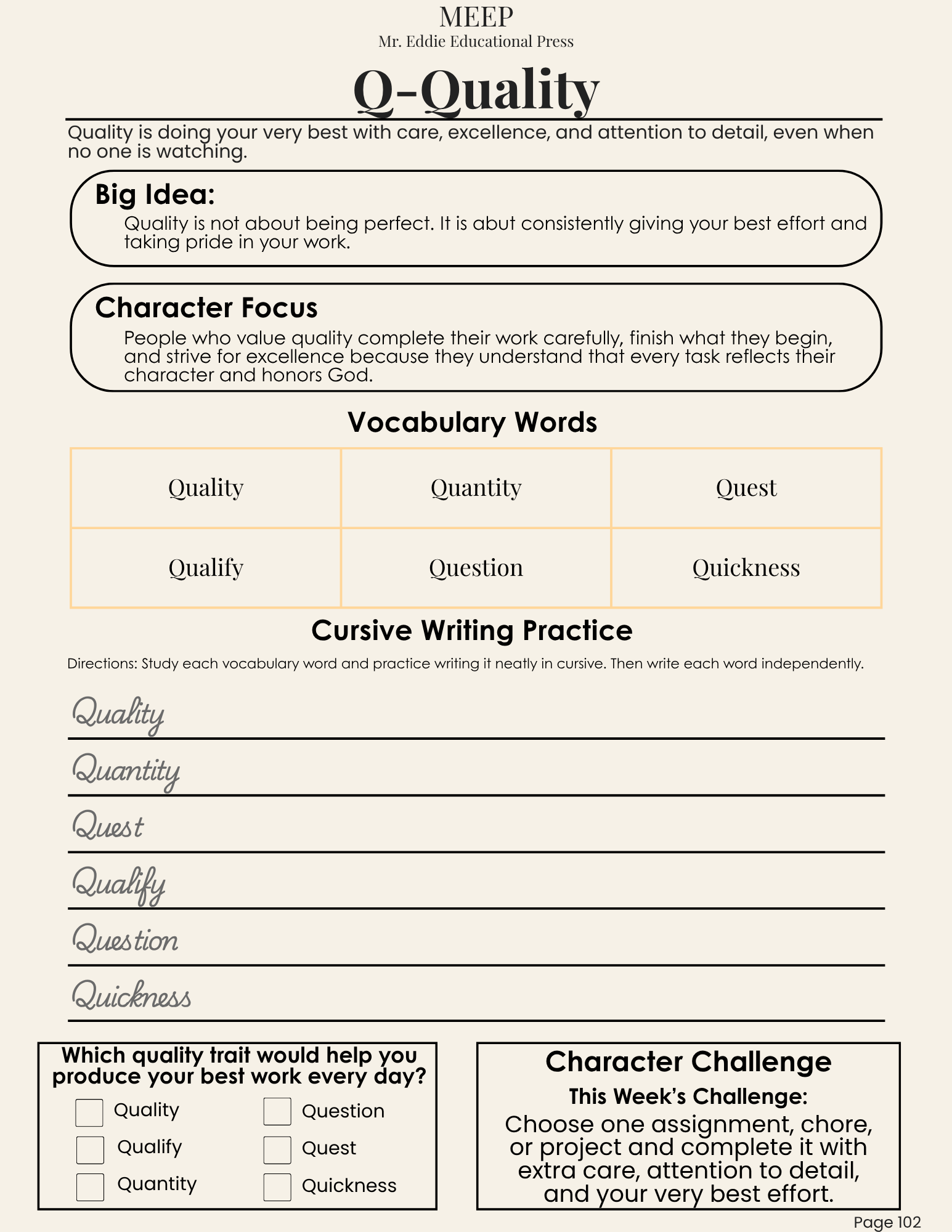 6th Grade Christian Character & Life Prep Curriculum
