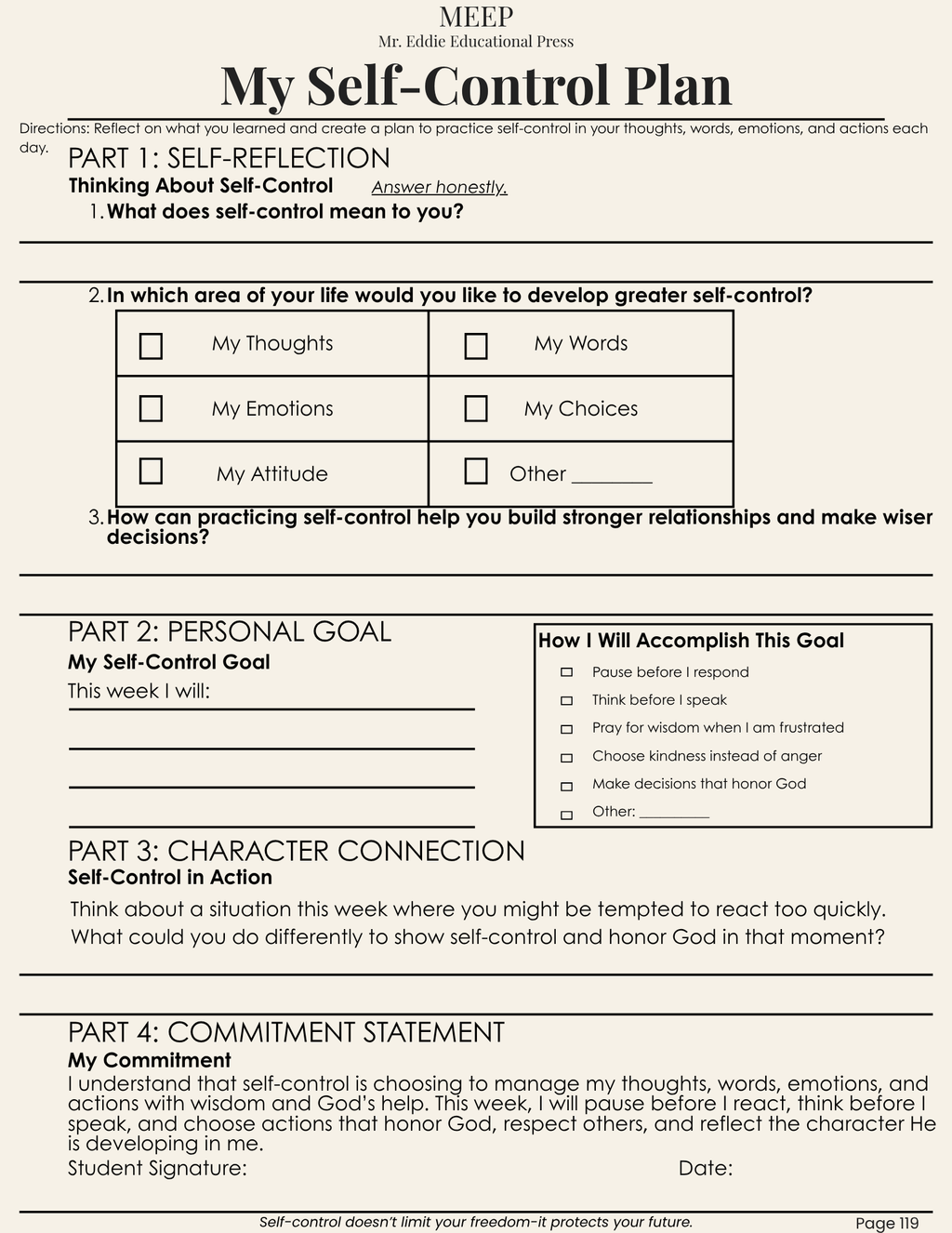 6th Grade Christian Character & Life Prep Curriculum