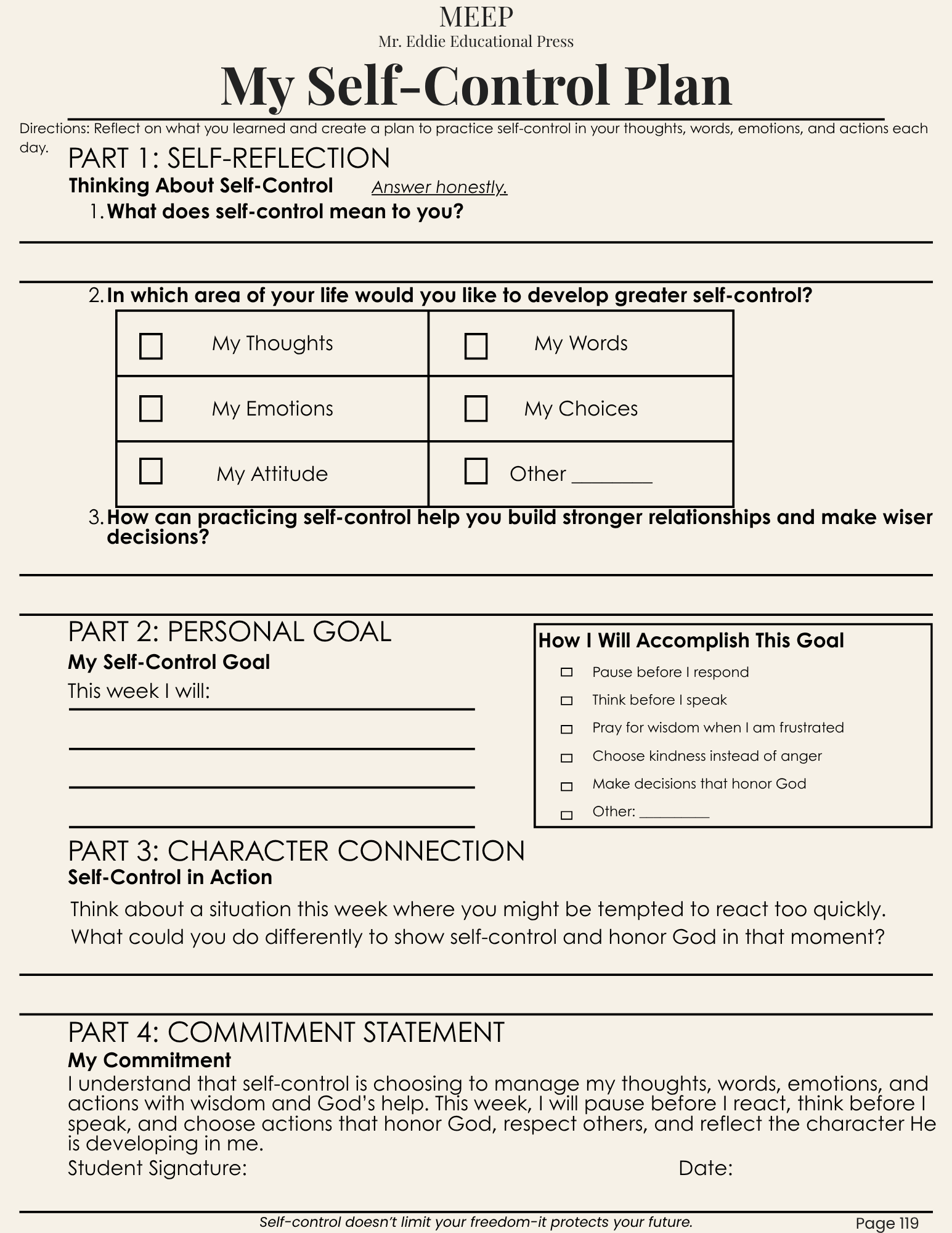 6th Grade Christian Character & Life Prep Curriculum