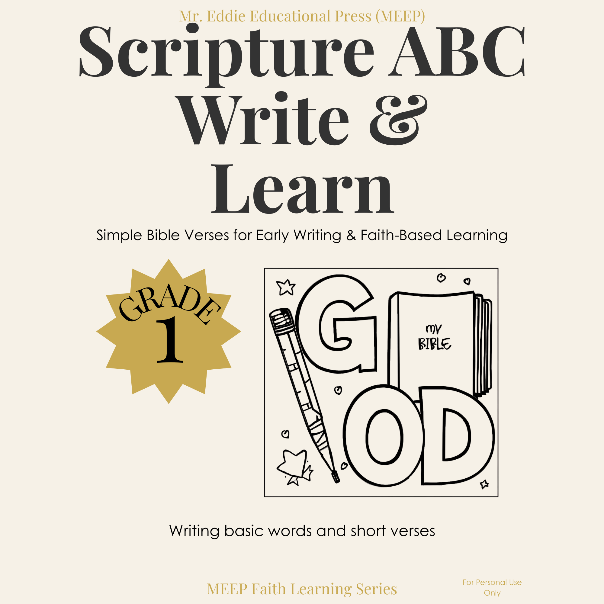 1st Grade | Faith-Based Alphabet Bible Workbook (Printable PDF)