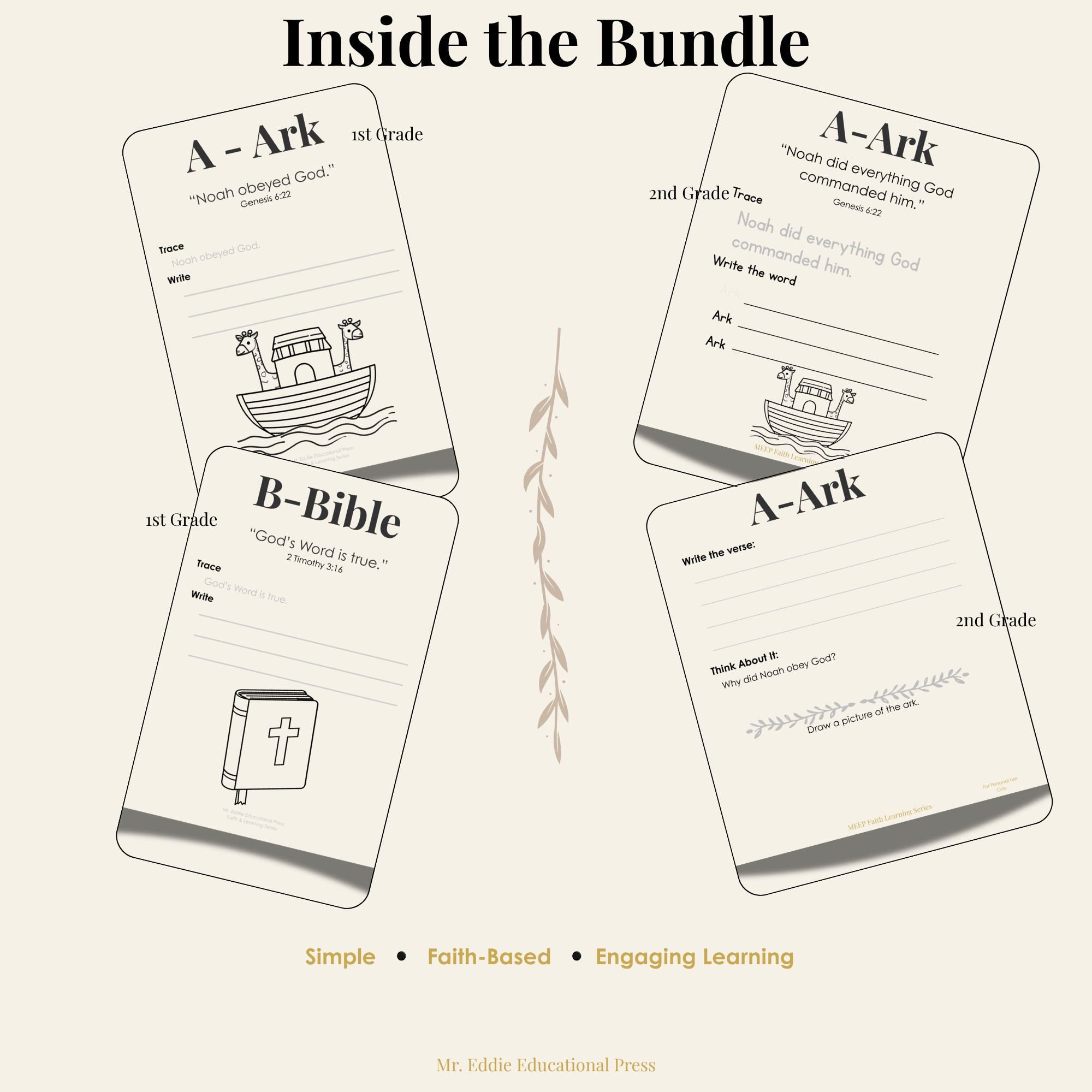 Faith-Based Writing Bundle (Grade 1 + Grade 2) | Christian Handwriting & Scripture Workbook Bundle (Printable PDF)