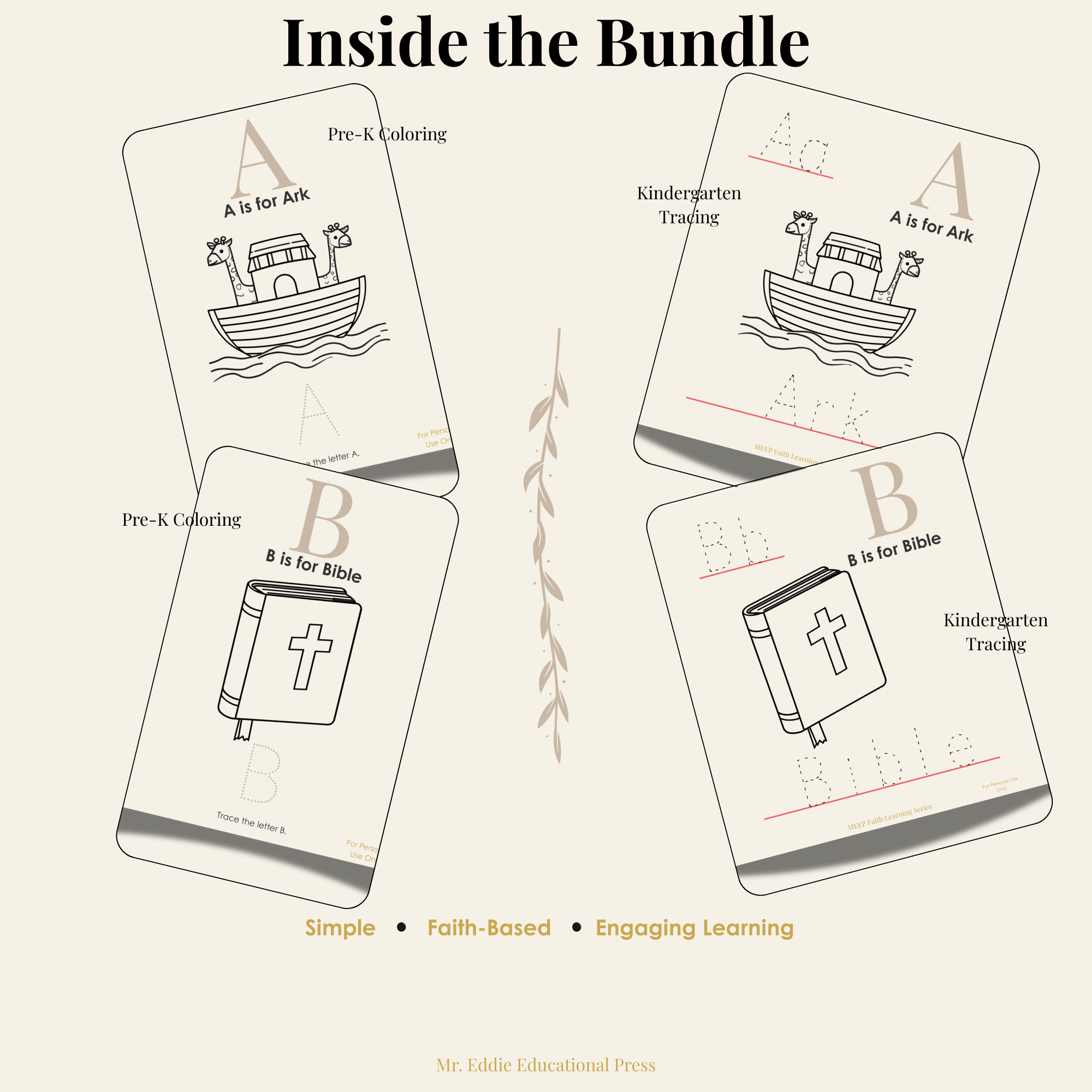 Early Learners Faith Bundle (Pre-K + Kindergarten) | Christian Alphabet Workbook Bundle (Printable PDF)
