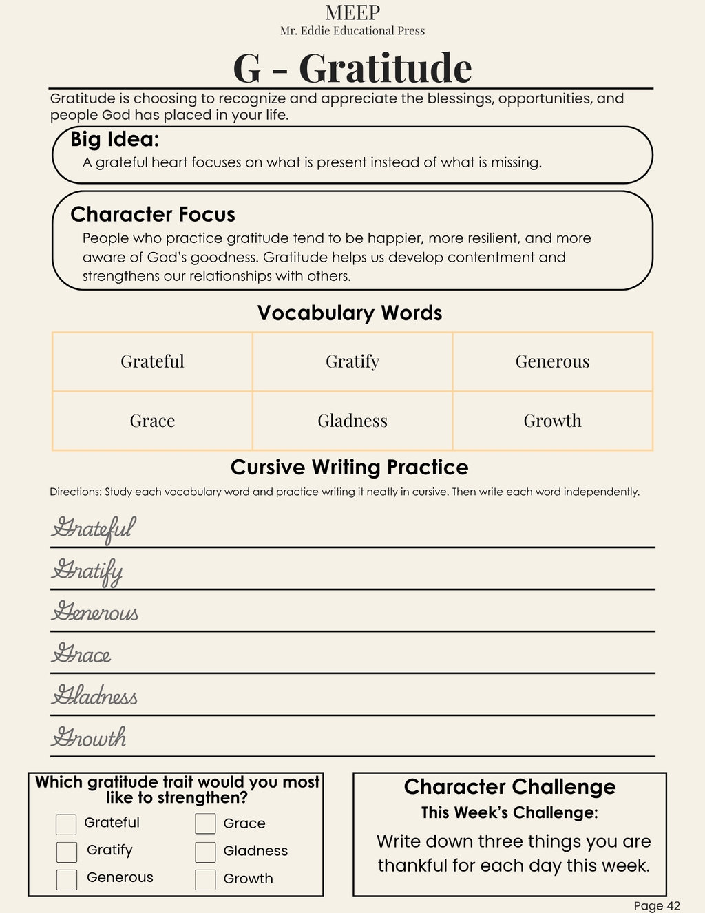 6th Grade Christian Character & Life Prep Curriculum