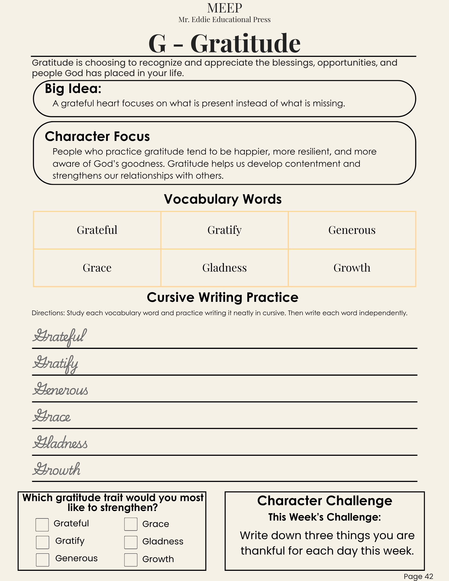 6th Grade Christian Character & Life Prep Curriculum