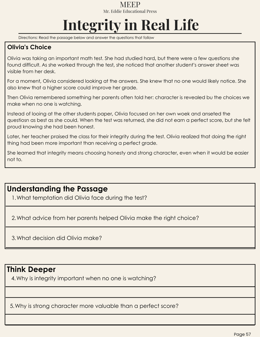 6th Grade Christian Character & Life Prep Curriculum