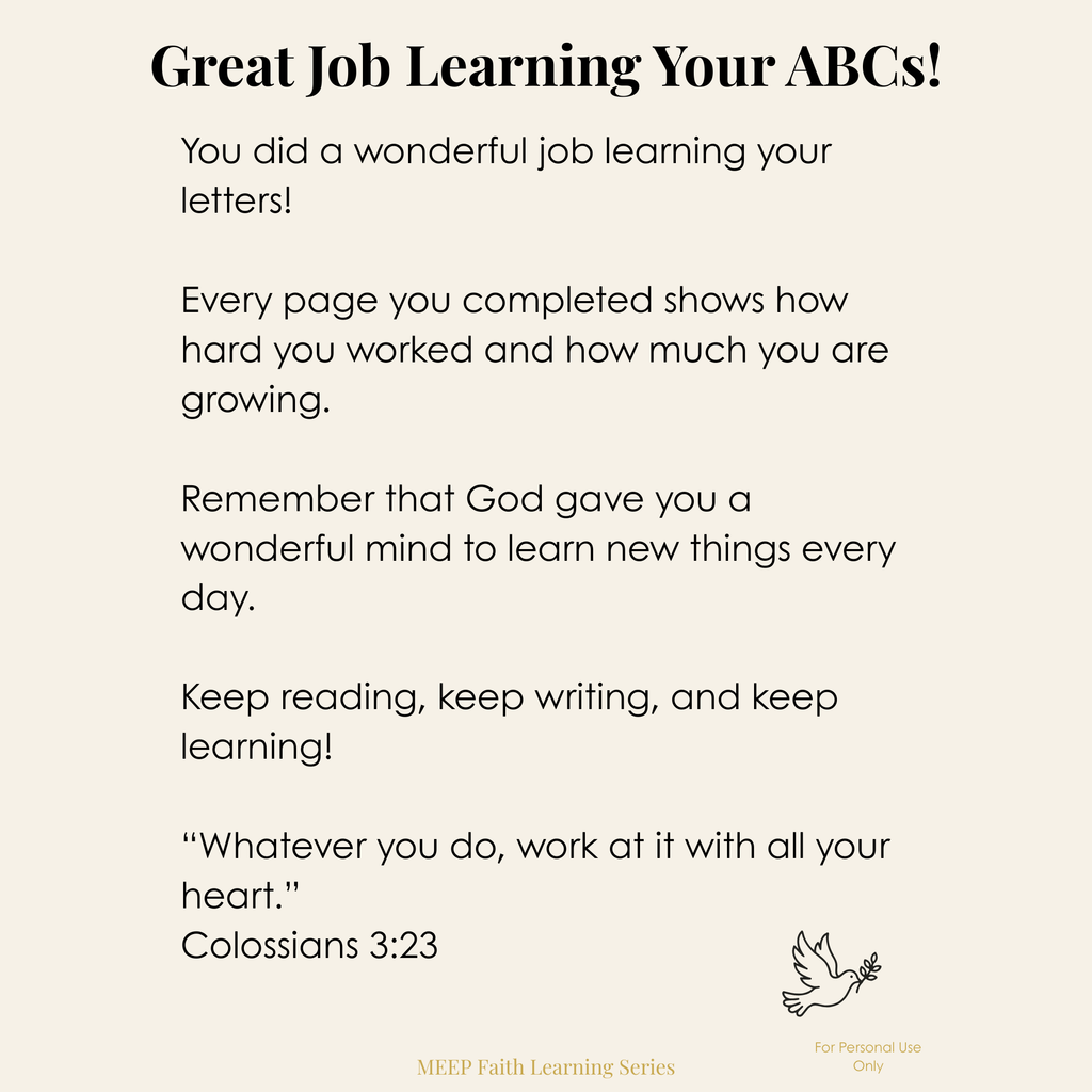 (Kindergarten) Scripture ABC Coloring Book for Kindergarten Printable