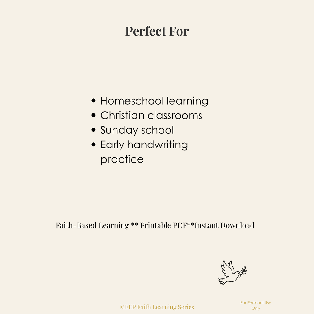 Christian Alphabet Worksheets for Preschool to 2nd Grade (Printable Learning Bundle)