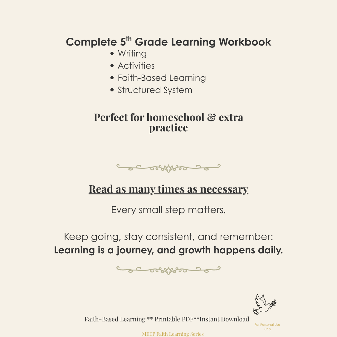 5th Grade Cursive Writing & Vocabulary Workbook (Faith-Based Learning)