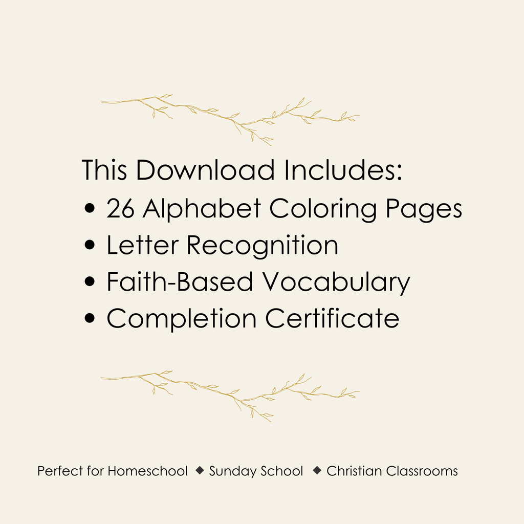 Pre-K Christian Alphabet Coloring Book Printable