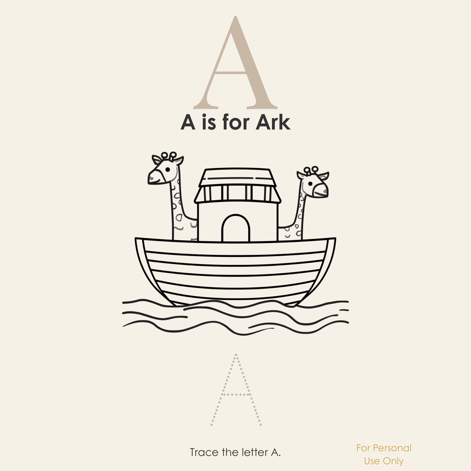 Pre-K Christian Alphabet Coloring Book Printable Sample Letter A