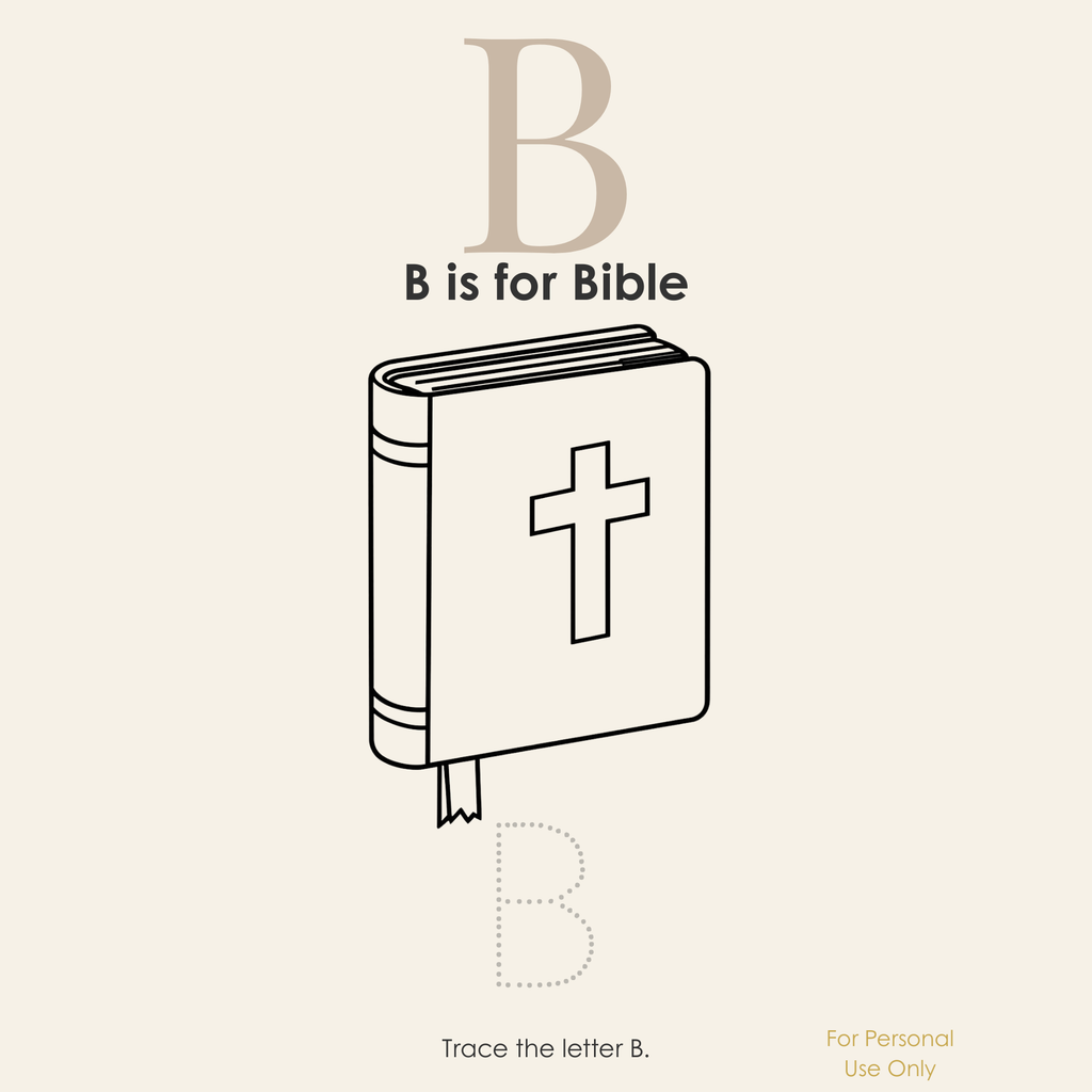 Pre-K Christian Alphabet Coloring Book Printable Sample Letter B