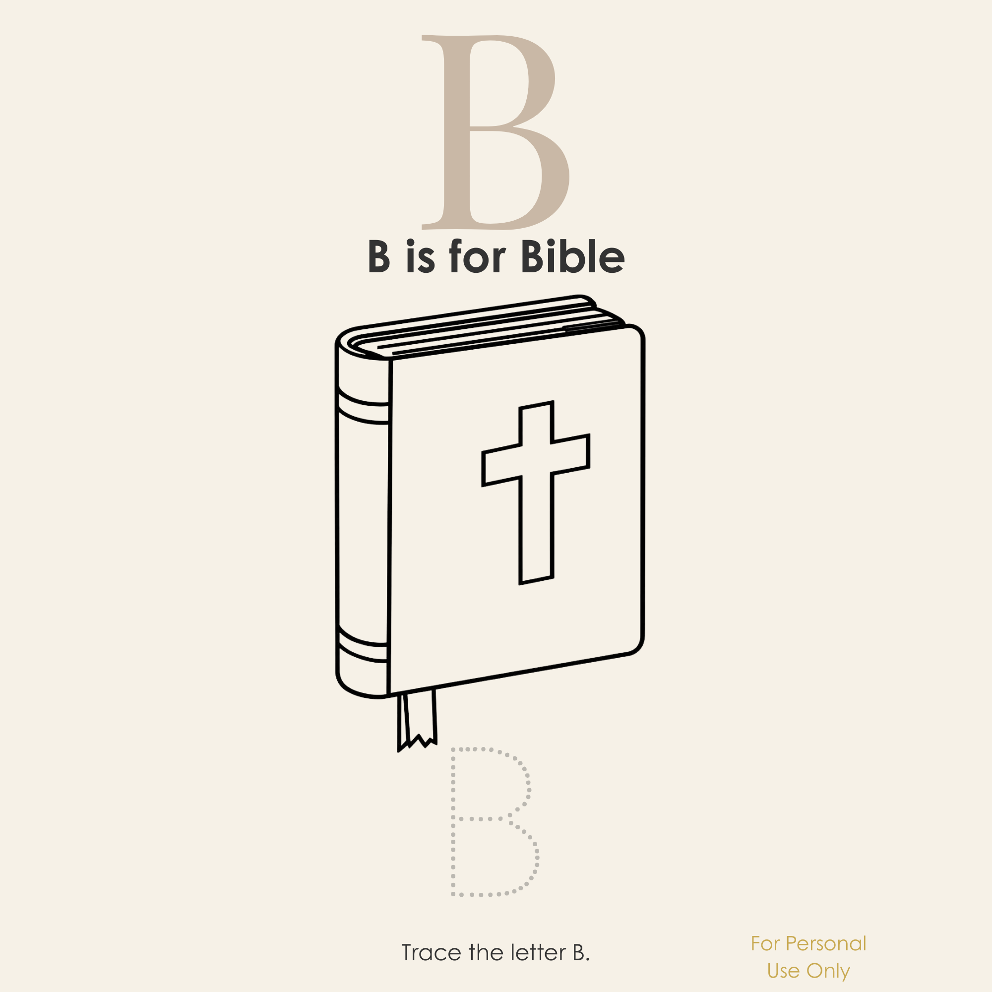 Pre-K Christian Alphabet Coloring Book Printable Sample Letter B